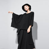 Women Stitching Loose Large Irregular Sweatshirt